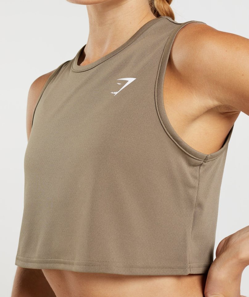 Women's Gymshark Training Crop Tanks Brown | CA 6DN780